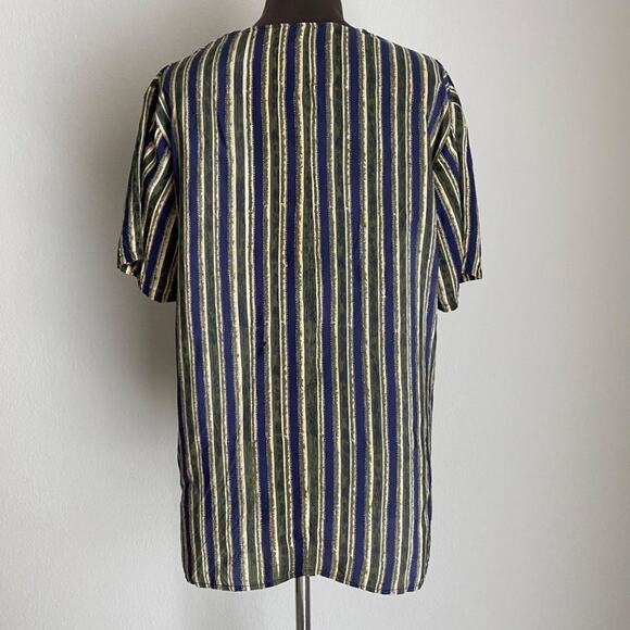 Melrose Studio Shirt Silk striped grandma preppy size Medium - Picture 4 of 7